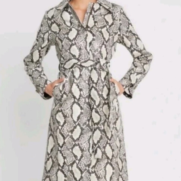 Faux Snakeskin Leather Trench Coat Duster Jacket Size: Xs - Picture 1 of 12